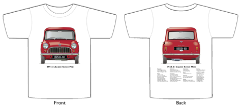 Austin Seven Mini 1959-61 T-shirt Front & Back